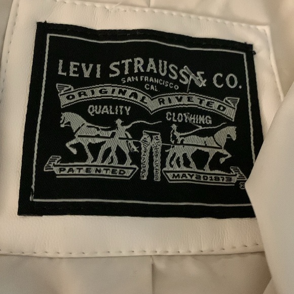 levis faux leather dad bomber jacket in oyster-NWT - Picture 7 of 10